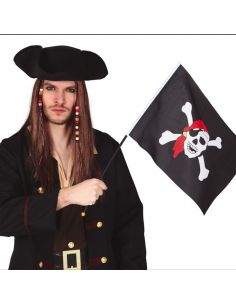 Bandera Pirata Calavera con Palo Tienda de disfraces online - Mercadisfraces