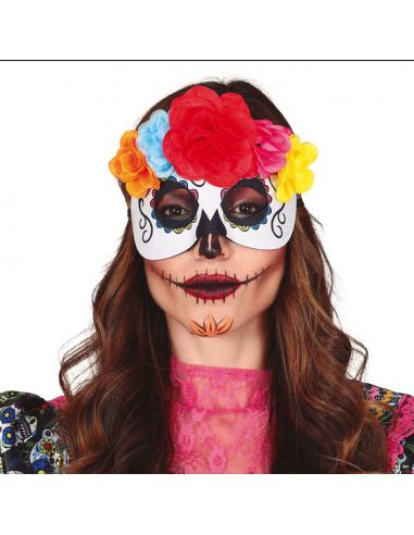 Antifaz Catrina con Flores Tienda de disfraces online - Mercadisfraces