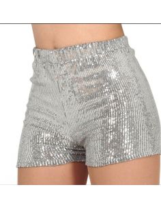 Shorts Lentejuelas Plata Tienda de disfraces online - Mercadisfraces