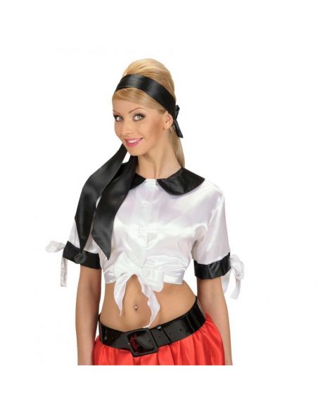 Camisa Blanca Corta Años 50 en Satén Talla XL Tienda de disfraces online - Mercadisfraces