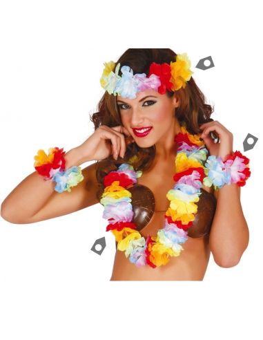 Conjunto Hawaiano Multicolor extra Tienda de disfraces online - Mercadisfraces