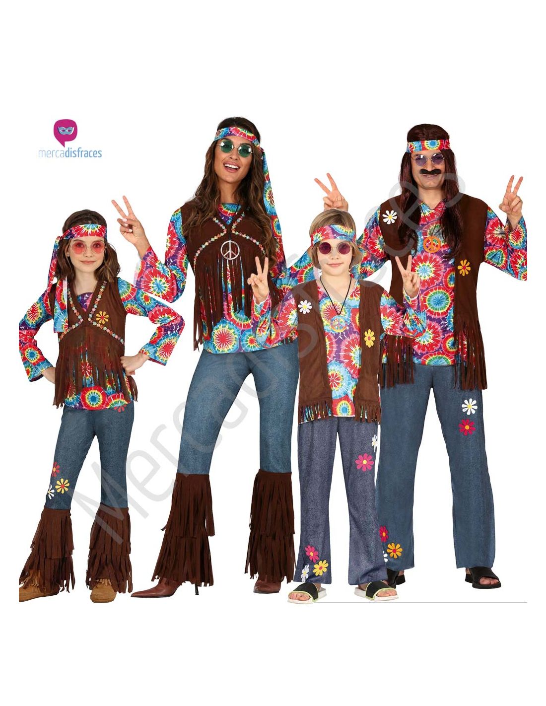 inventar Ninguna instinto Grupo disfraces Hippies Denim | Tienda de Disfraces Online | Envio...
