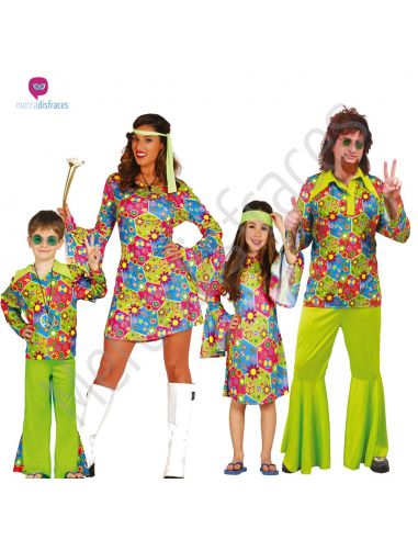 Grupo disfraz Hippie Multicolor Tienda de disfraces online - Mercadisfraces