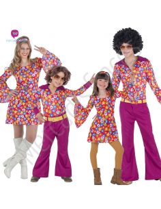 Grupo disfraces Hippies fucsia Tienda de disfraces online - Mercadisfraces
