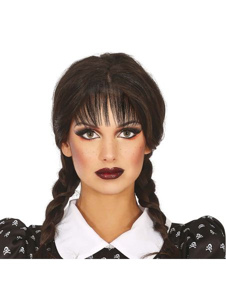 Peluca de Trenzas con Flequillo adulto Tienda de disfraces online - Mercadisfraces