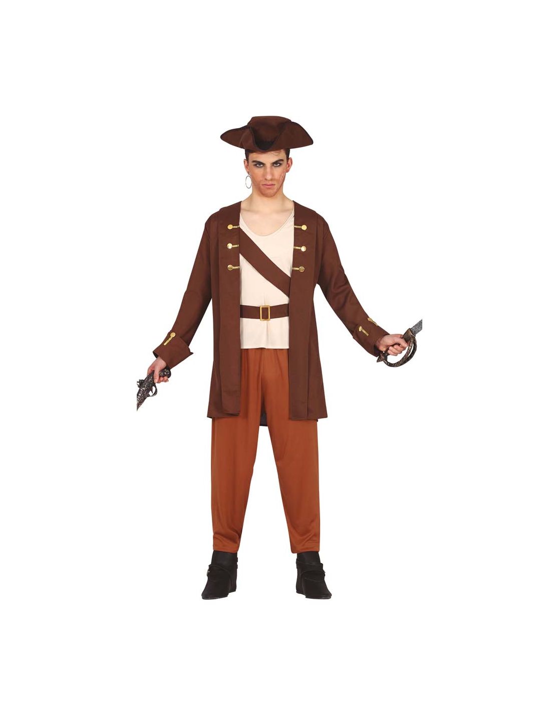 Halloween Hombre Adulto Pirata Capitán Jack Sparrow Peluca Sombrero Piratas  Del Caribe Accesorios A