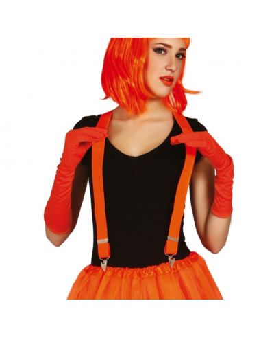 Tirantes color Naranja Neón Tienda de disfraces online - Mercadisfraces