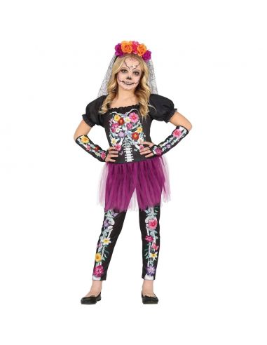 Disfraz Catrina Flower Skeleton infantil Tienda de disfraces online - Mercadisfraces