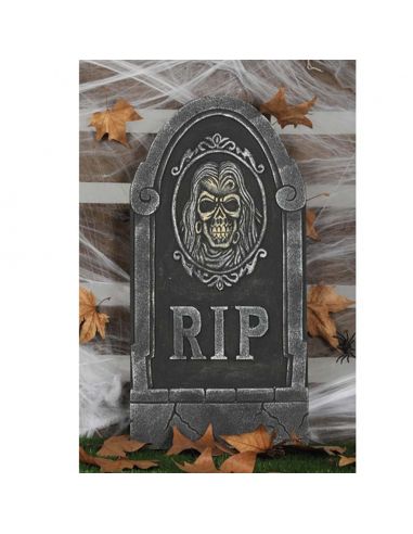 Lápida Rip con Calavera de 36x55 cm. Tienda de disfraces online - Mercadisfraces