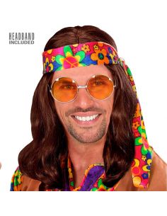 Peluca Hippie Marron Tienda de disfraces online - Mercadisfraces
