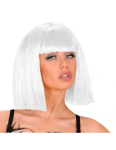 Peluca Reina del Pop Blanca con Flequillo Tienda de disfraces online - Mercadisfraces