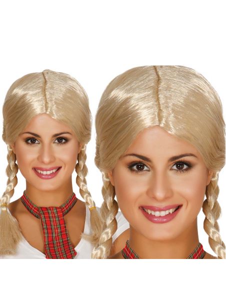 Peluca Heidi Trenzas Rubia Tienda de disfraces online - Mercadisfraces