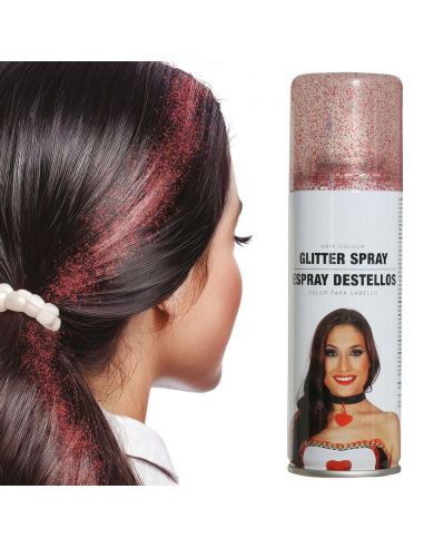 Spray Glitter Destellos Color Rojo Tienda de disfraces online - Mercadisfraces