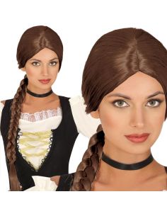 Peluca con Trenza Castaña Tienda de disfraces online - Mercadisfraces