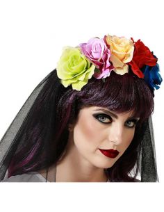 Diadema de Flores Multicolor Tienda de disfraces online - Mercadisfraces