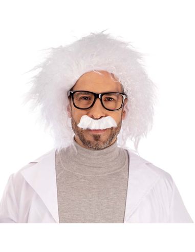 Peluca y Bigote blanco Tienda de disfraces online - Mercadisfraces