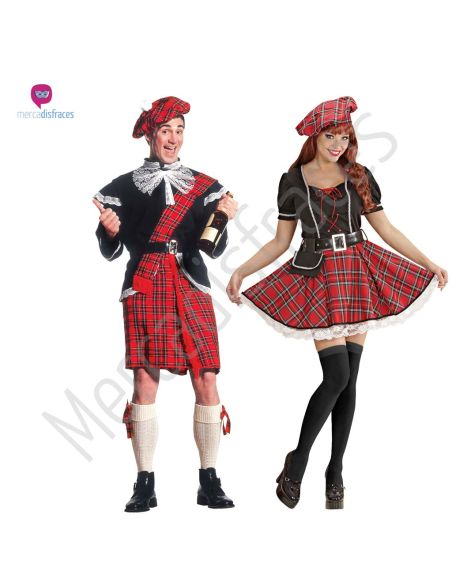 Disfraz Pareja Escoceses rojo Tienda de disfraces online - Mercadisfraces