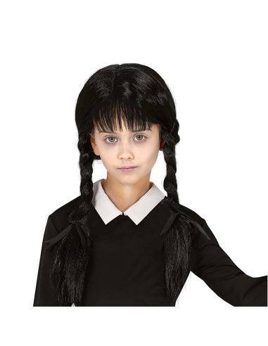 Peluca Trenzas con flequillo infantil Tienda de disfraces online - Mercadisfraces