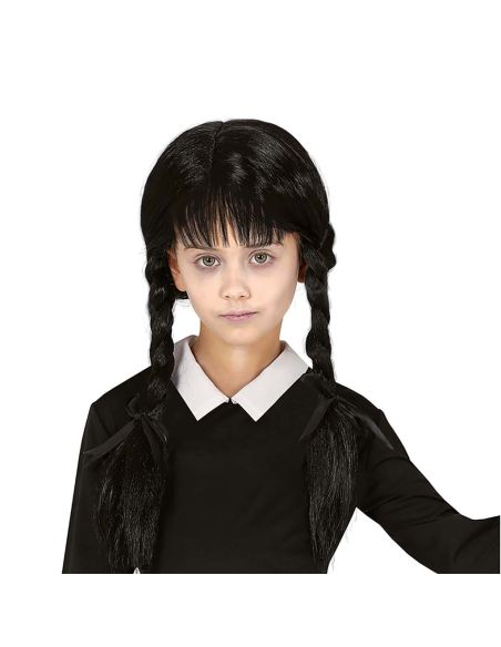 Peluca Trenzas con flequillo infantil Tienda de disfraces online - Mercadisfraces