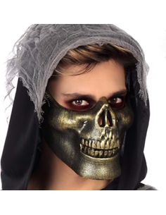 Media Máscara Calavera en dorado Tienda de disfraces online - Mercadisfraces