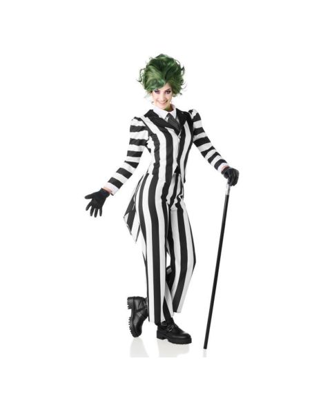 Disfraz de Fantasma a Rayas Blanco y Negro para Mujer Tienda de disfraces online - Mercadisfraces