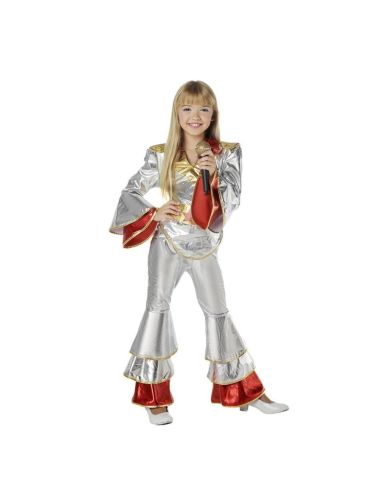 Disfraz de Cantante Disco Plata Años 70 para Niña Tienda de disfraces online - Mercadisfraces