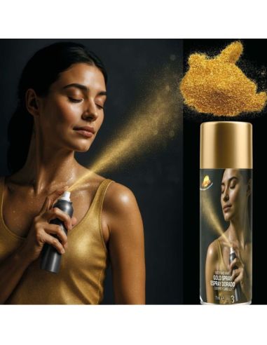 Spray Maquillaje Brillo Color Oro Tienda de disfraces online - Mercadisfraces
