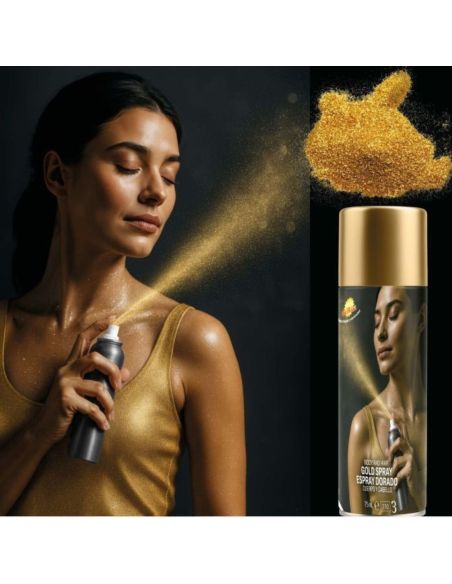 Spray Maquillaje Brillo Color Oro Tienda de disfraces online - Mercadisfraces