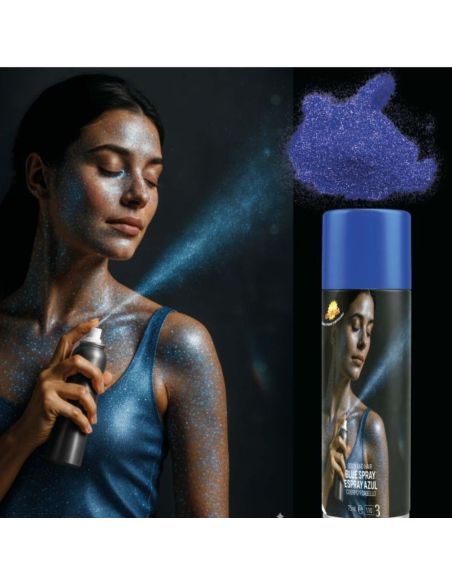 Spray Maquillaje Brillo Color Azul Tienda de disfraces online - Mercadisfraces