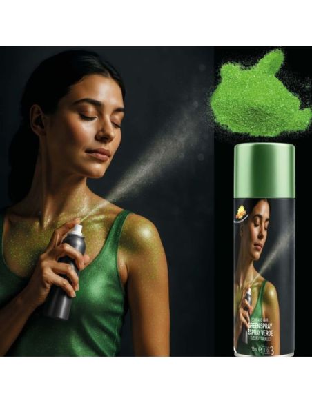 Spray Maquillaje Brillo Color Verde Tienda de disfraces online - Mercadisfraces