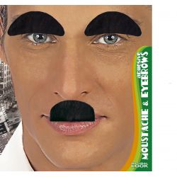 Cejas y Bigote Chaplin Negro Tienda de disfraces online - Mercadisfraces