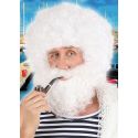 Peluca con Barba y Bigote Rizada Blanca Tienda de disfraces online - Mercadisfraces